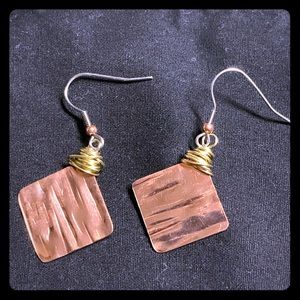 Handmade Tri-Color Fishhook Earrings